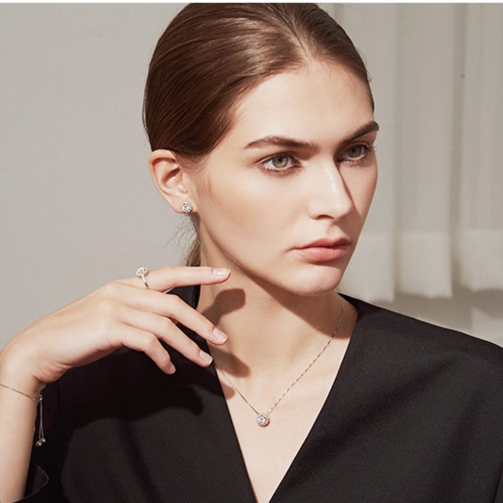 Certified 1ct. t.w. Moissanite Diamond Halo Necklace NEW M - Picture 8 of 11